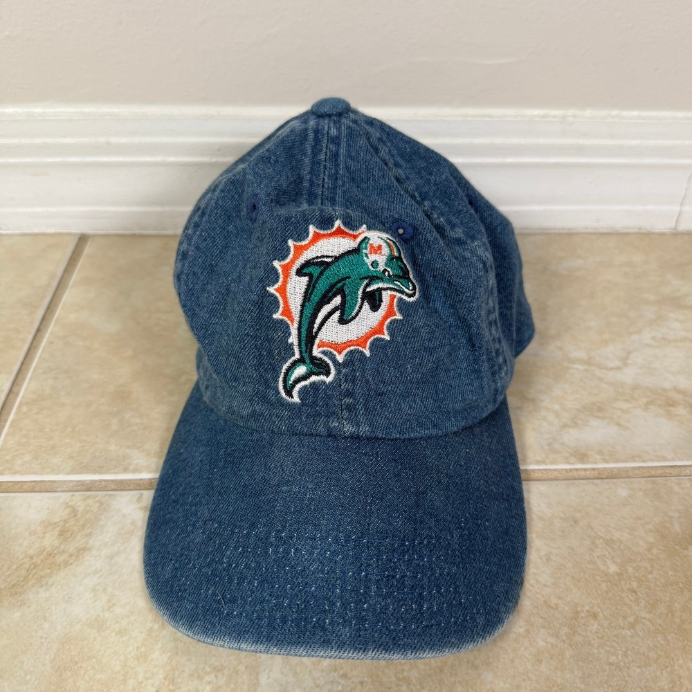 Miami Dolphins Vintage Hat OSFA Blue Denim NFL Baseball Cap Twins Enterprise
